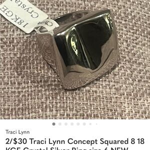 Traci Lynn Polished Silver Statement Ring